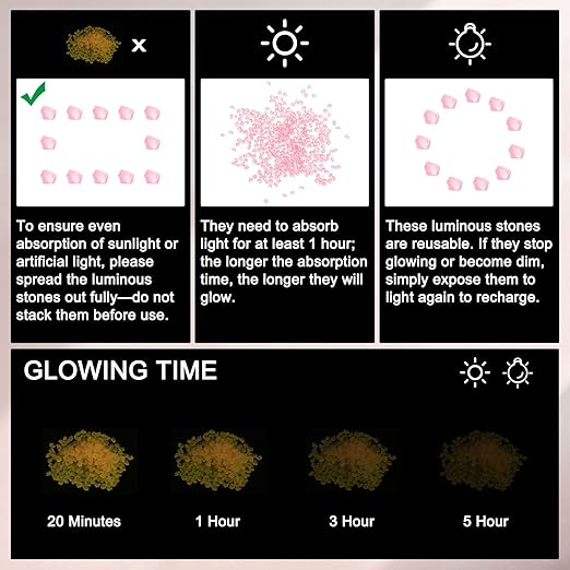 10000-Pack Glow in The Dark Rocks, 0.2" Resin Outdoor Garden Decorations Luminous Rhombus Stones for Garden Plants/Aquarium/Backyard Path, Aquarium Gravel [Pink]