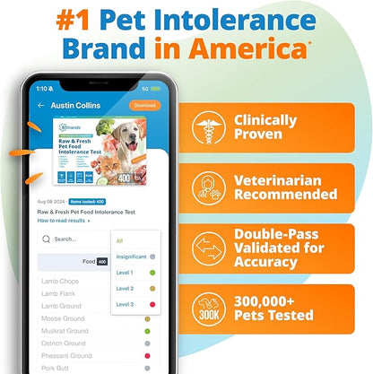 5Strands Pet Raw Food Intolerance Test, at Home Sensitivity Test for Dogs & Cats, 410 Items, Hair Analysis, Accurate for All Ages & Breeds, Pet Gut Health, Fast 4 Day Results