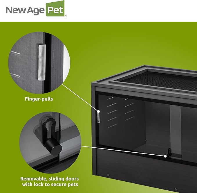 New Age Pet ECOFLEX 48" Wide Large Reptile Habitat, Mojave Lounge for Snakes, Tortoises & Lizards in Maple, Black & Grey, Easy Assembly, Sliding Glass Doors & Mesh Top