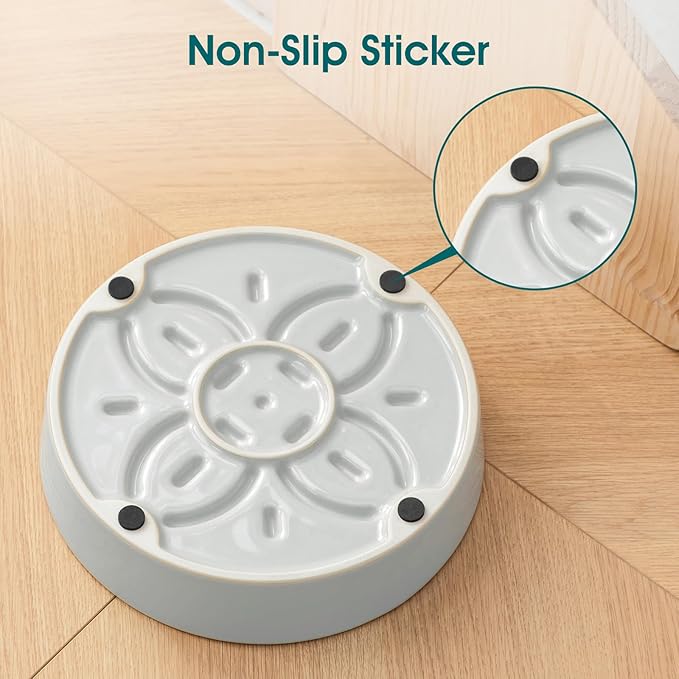 vancasso Ceramic Slow Feeder Dog Bowls, Puzzle Dog Food Bowls with Floral Maze, Anti -Slip Pet Food Dish for Large Breed, 3 Cups, Grayish Cyan