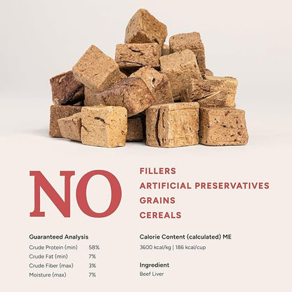 360 Pet Nutrition Freeze-Dried Raw Beef Liver Dog Treats – Single Ingredient, High Protein, Grain-Free, All-Natural Training Snacks, Made in USA, 4 oz