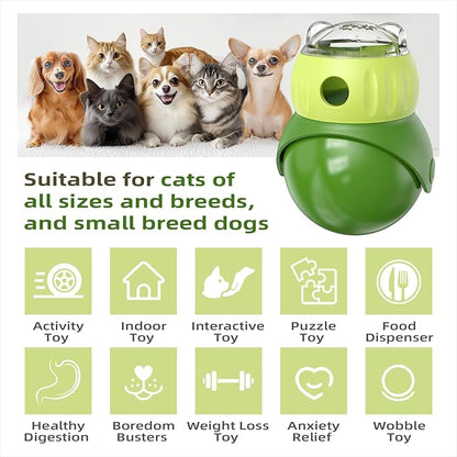 KADTC Wobble Cat Treat Dispenser Toy U.S. Brand & Design for Indoor Cats Enrichment Ball Kitten Kibble Dispensing Food Balls Slow Feeder Toys Kitty Interactive Stimulating Toys