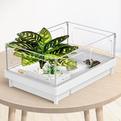 Moonorange Reptile Artificial Plants, Terrarium Plants Decorations Supplies, Aquarium Fish Tank Plant, Amphibian Habitat Hideout Tank Accessories(L Set-3pcs/B)