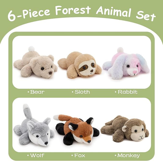 Tezituor 6 Pcs Stuffed Animals Bulk, 7 Inch Small Stuffed Woodland Plush Bulk, Cute Plushies Toy Gift for Kids Party Favor