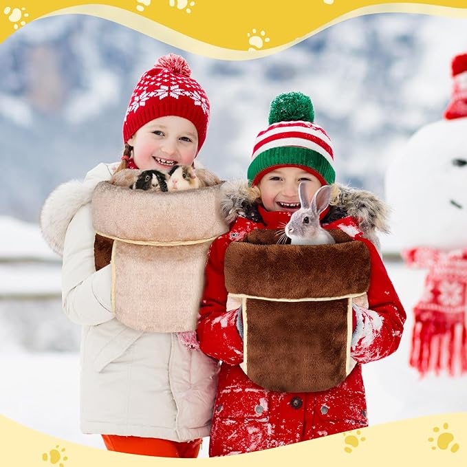 Wenqik 2 Pcs Guinea Pig Hideouts Washable Bunny Bedding Cuddle Warm Small Pet Sack Supplies Portable Pet Carrier Cage Nest Guinea Pig Accessories for Cage(Dark Brown, Light Coffee,Plain)