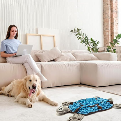 Snuffle Mat for Dogs, Tortoise-Themed Slow Feeder for Small/Middle/Large Breed, Durable Washable Portable Pet Feeding Mat, Nose Work Training Pad, Anxiety Relief & Mental Stimulation(M, Blue)