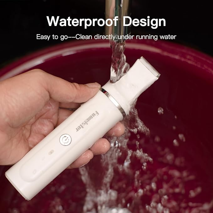 Dog Clippers for Grooming, Cordless Waterproof Dog Hair Trimmer with Type-C Charging, Low Noise for Trimming Cats & Dogs' Specific Areas Around Paws, Eyes & More (White)