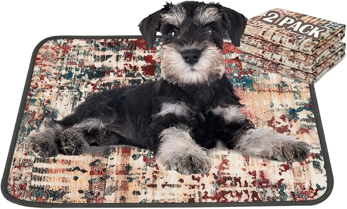 Qeils Washable Pee Pads for Dogs, 2 Pack Reusable 18"x24" Super Absorbent Leakproof Training Pads, Non-Slip Potty for Floor, Crate, Couch, Whelping Litter Mat Puppy Supplies
