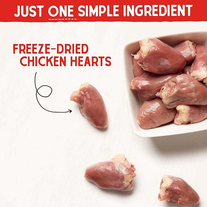 Stella & Chewy's Freeze-Dried Raw Chicken Heart Dog Treats - Single Ingredient, No Additives - Premium Training Treats - Perfect For Picky Eaters - 11oz Bag