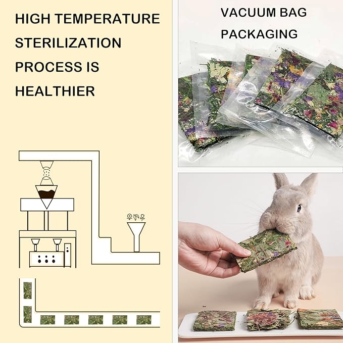 YTSKJ Rabbit Toys 20 Pack Bunny Toys Bunny Chew Toy Guinea Pig Treats Timothy Hay Toy Chips with Herbal Flowers Timothy Hay Grass Hamster Snacks Chinchillas Gerbils for Small Animals Teeth