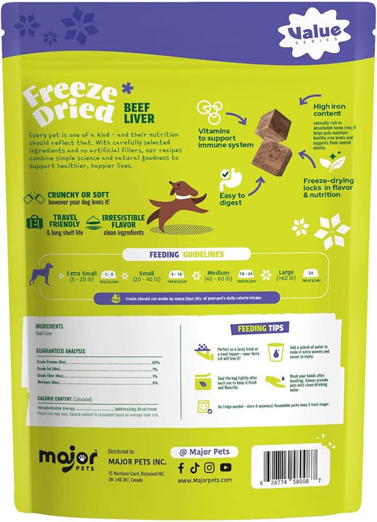 MAJOR PETS Freeze Dried Raw Beef Liver Dog Treats,Single Ingredient,All Natural,No Additives-Healthy Training Treats or Meal Topper for All Dogs-3.5 Ounce (Pack of 1)