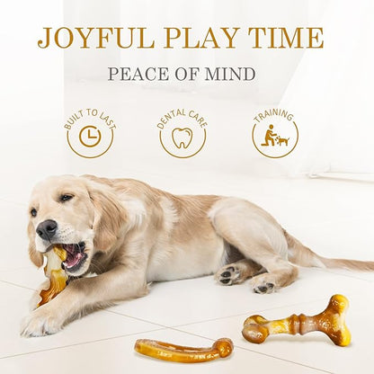 Heavy Duty Chew Toys 3 Pack for Aggressive Chewers - Dog Toys for Large Dogs, Teeth Cleaning & Boredom Relief, Long-Lasting Mental Stimulation Puppy Chews