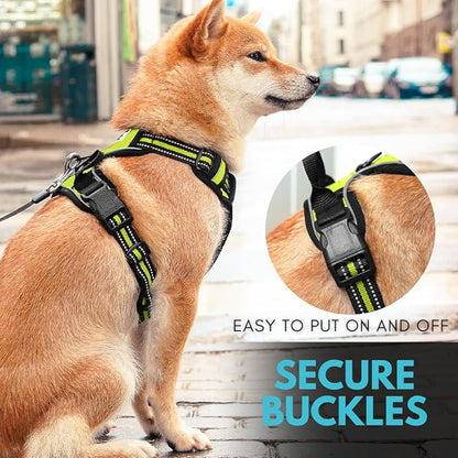 Ziggy Pet Dog Harness Adjustable Nylon Mesh Vest with Leash Clips (Green, Large)