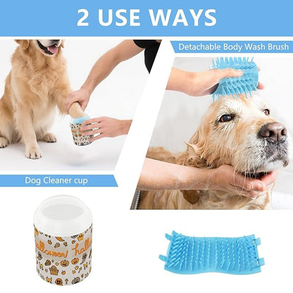 Dog Paw Cleaner Cups for Dogs Pets Foot Washer Paw Scrubber for Medium Small Cats Dogs Cleaning Cup Pumpkins Animal Cat