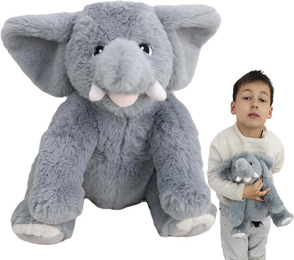 GOOC Kawaii Stuffed Smile Elephant Animal Cute Sitting Fuzzy Baby Elephant Plush Toy Gray Fluffy Doll Gift for Kids or Lover 10 Inch