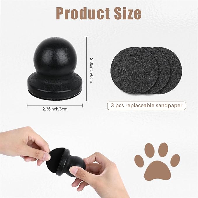 Dog Nail File,Wood Cat Nail File Boards,Pet Toenail Grinder Board, Scratcher Board Puppy Pad for Small to Medium-Sized Dogs and Cats with 3 Pcs Replaceable Sandpaper (Black)