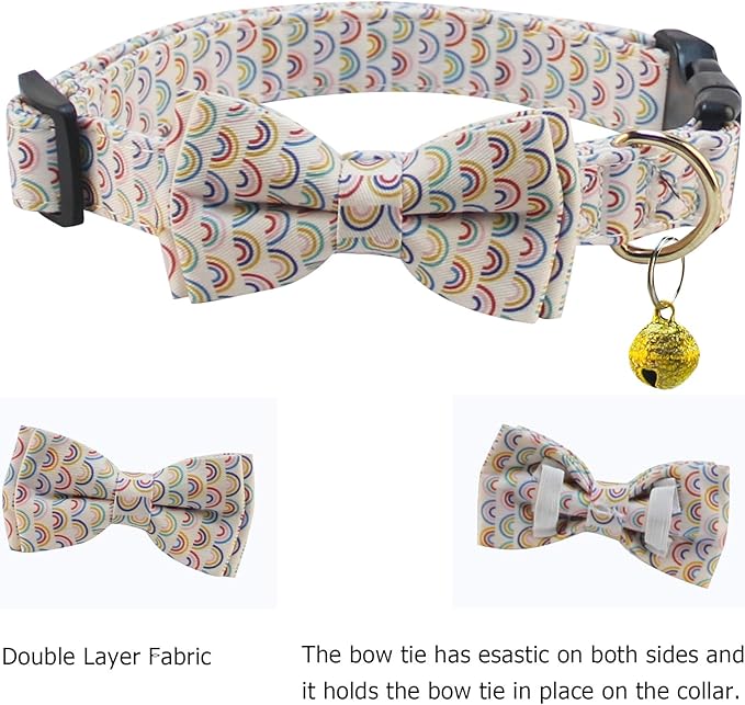 Yizepet Dog Collar with Bow Tie- Adjustable pet Collar for Dogs with Plastic Buckle Collar, Stylish Pattern for Small Medium or Large Boy and Girl Dog and Cat