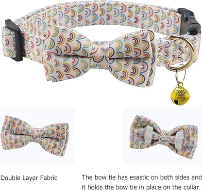 Yizepet Dog Collar with Bow Tie- Adjustable pet Collar for Dogs with Plastic Buckle Collar, Stylish Pattern for Small Medium or Large Boy and Girl Dog and Cat