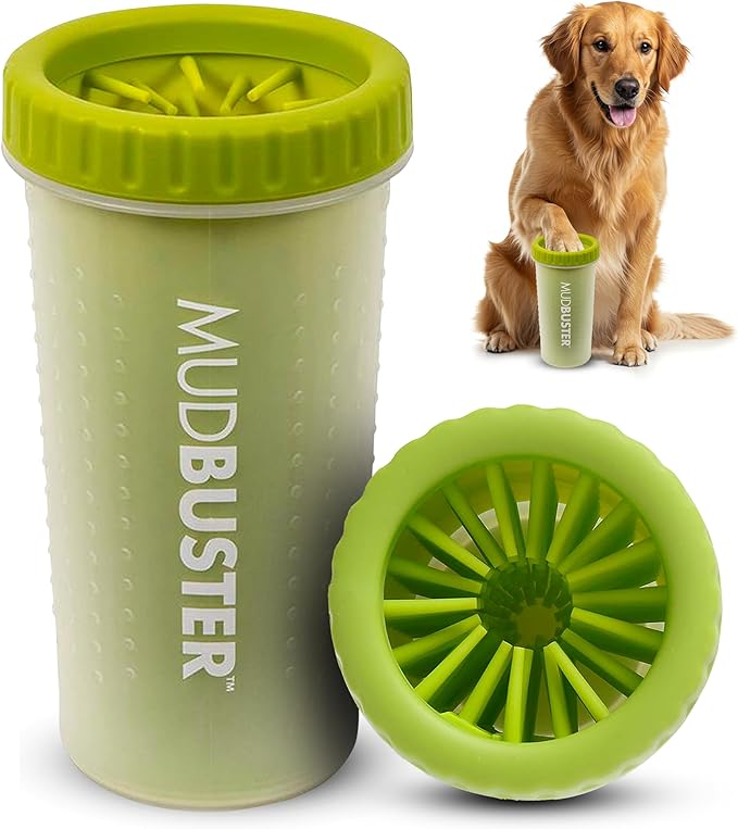Dexas MudBuster Portable Dog Paw Cleaner, Green Large Paw Cleaning Solution for Premium Pet Supplies