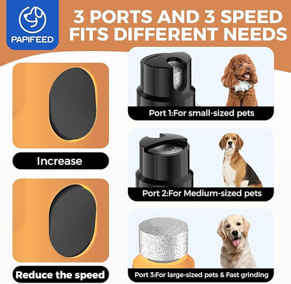 PAPIFEED Pet Nail Grinder for Dogs,3-Speed Rechargeable Dog Nail Trimmers and Professional Clippers,Paws Grooming Kit for Small Medium Large Dogs Cats - Orange