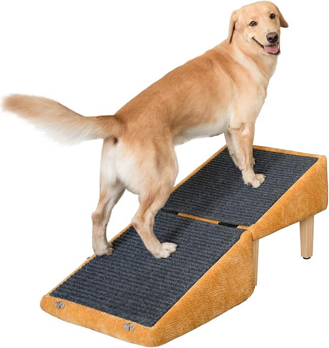3-in-1 Dog Ramp 18.9"×17.7"×18.9" with Storage – Pet Stairs for Senior & Injured Dogs & Cats, Hidden Storage Footstool, Ottoman Anti-Slip, Supports 220 lbs for Beds & Sofas
