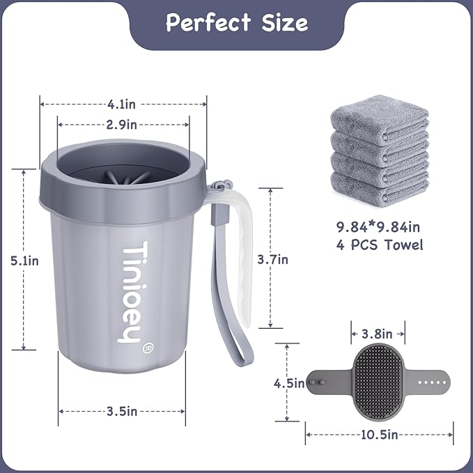 Paw Cleaner for Dogs Medium Small Breed with Handle | Dog Paw Cleaner to Clean Muddy Paws | Dog Foot Cleaner Paw Washer for Dogs & Pets| Dog Feet Washer (Gray)