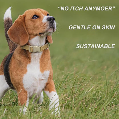 Plutus Pet Cotton Hemp Dog Collar and Leash Set, Adjustable Collar for Small, Medium, and Large Dogs, Heavy Duty and Soft on Skin, Khaki, L