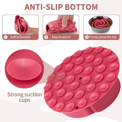 Slow Feeder Dog Bowls Insert, Animire Soft Silicone Slow Eating Dog Food Bowl for Small, Medium and Large Dogs, Compatible with Regular and Elevated Bowls