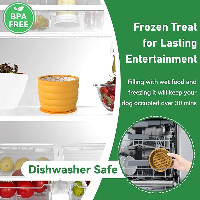 Silicone Slow Feeder Dog Bowl Frozen Dog Treat Holder for Puppy Small & Medium Dogs 20oz Capacity