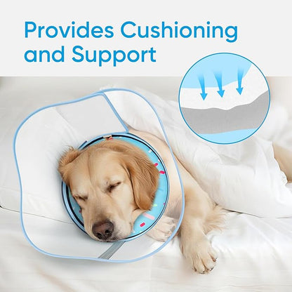 Sponge Dog Cone Collar, Dog Recovery Collar Alternative with Detachable High Clear Shield, Adjustable Soft Neck Cone for Small Medium Large Dogs, Stop Licking After Surgery ((DonutBlue,S)