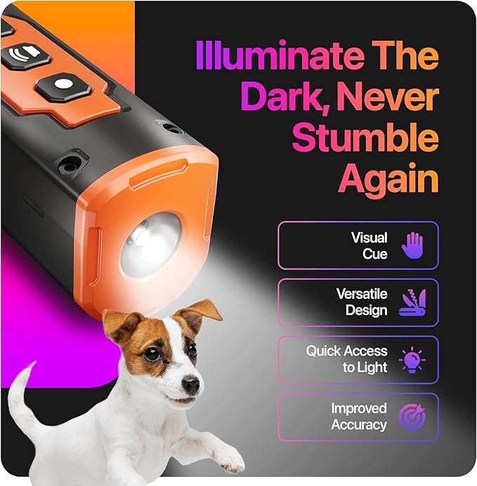2025 NEW Upgraded Dog Bark Deterrent Devices Long Range Ultrasonic Rechargeable Anti-Barking Device Correct Your Dog's Bad Behavior Better Than Shock Collars or Dog Training Collars With Free Clicker