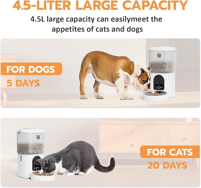 Romiromi 7L 2-in-1 Automatic Cat Feeder with Camera and Water Fountain Dispenser 1080P HD Video 2.4G&5G WiFi Timed Auto Feeder with APP Control,Multiple Cats, Detachable for Easy Clean-White