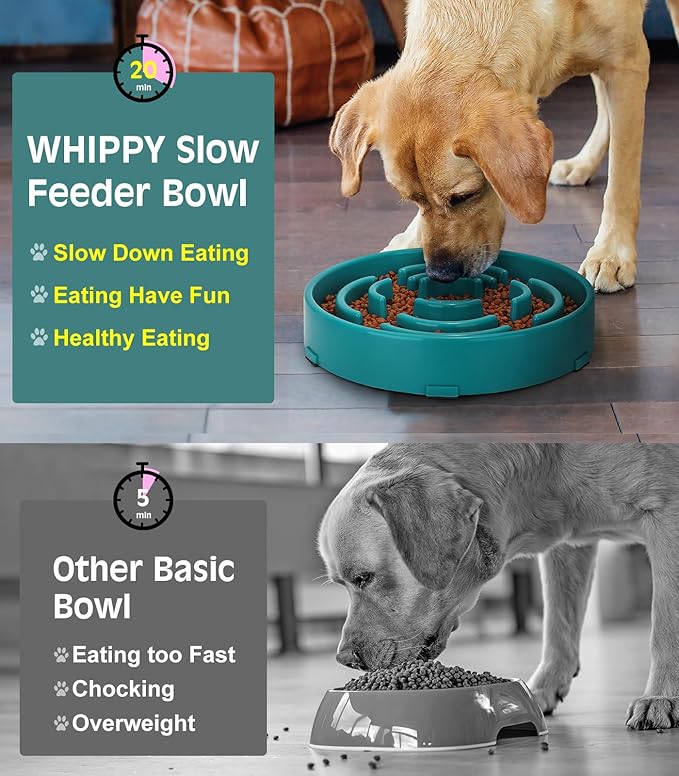 WHIPPY Large Slow Feeder Dog Bowls for Large Medium Dogs Anti-Chocking Slow Feeding Maze Dog Food Bowl Slow Eating Interactive Bloat Stop Puzzle Bowl,Green