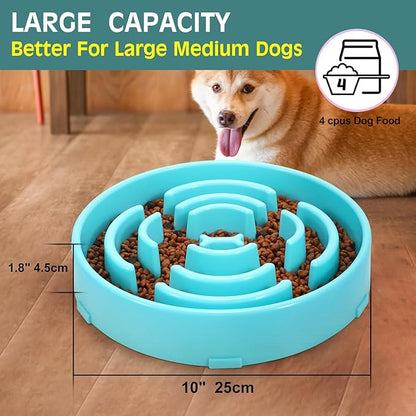 WHIPPY Large Slow Feeder Dog Bowls for Large Medium Dogs Anti-Chocking Slow Feeding Maze Dog Food Bowl Slow Eating Interactive Bloat Stop Puzzle Bowl,Sky Blue