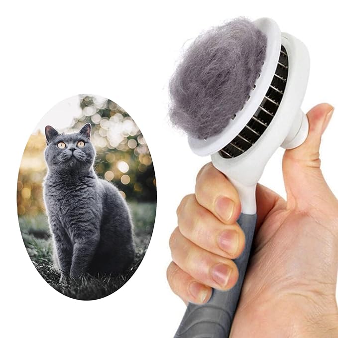 Cat Grooming Brush, Pets Skin Friendly Self Cleaning Slicker Massage Brushes for Shedding Dogs Cats Hair Gentle Remove Loose Undercoat with Long or Short Hairs for All Fur Type- UPGRADED