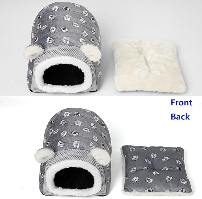 YUANST Hedgehog Bed Cave Hideout Hedgehog House Hedgehog Accessories, Hamster Small Animals Cage Supplies Warm House (Grey)