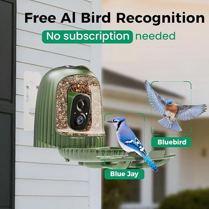 HIXX Smart Bird Feeder with 4MP Camera – Auto Capture Video, AI Bird Identification, Large Capacity & Seed Guard, Solar Powered Night Light, Live Birdwatching Camera for Lovers, Family & Friends