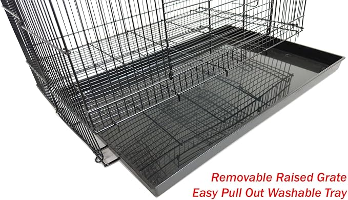 3-Level Foldable Ferret Chinchilla Sugar Glider Rats Animal Chewproof Metal Carrier Travel Cage Tight 3/8 Inch Wire Spacing Prevent Escape with Cross Shelves and Ladders Easy Clean Pull Out Tray