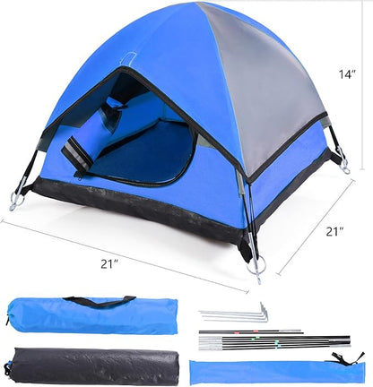 Cat Camping Tent, Cat Tent Bed, Pet Tent for Indoor Cat and Small Dog, Mini Tent (Blue, 21 x 21 x 14 Inches)