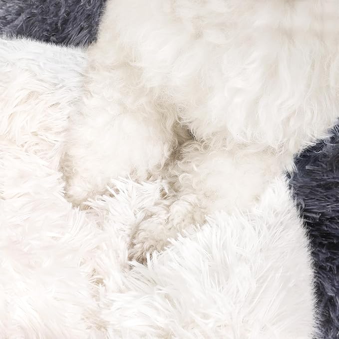 NOYAL Round Hooded Donut Dog Bed for Small & Medium Pets - Plush Fluffy Anti-Anxiety Cat Cave Bed with Cover