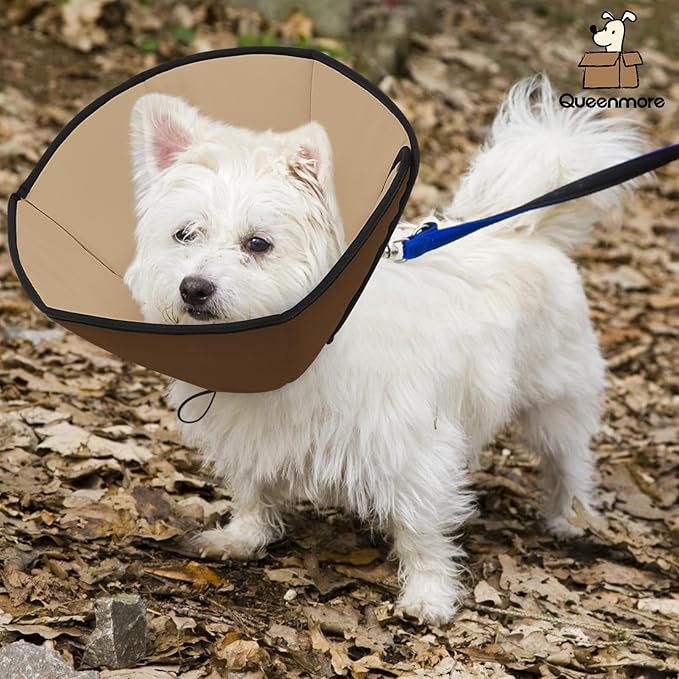 Queenmore Dog Cone XL, Soft Dog Cones for Large Dogs After Surgery, Cone for Dogs to Stop Licking, Elizabethan Collar for Pet, Alternative to Recovery Collar for Large Breeds, Brown XL