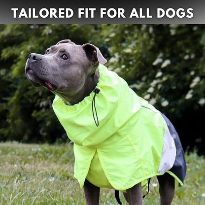 Spark Paws Dog Raincoat, Waterproof Windproof Rain Jacket, for Small Medium Large Extra Large Dogs, Reflective Breathable Full-Body Coverage Dry Suit - Neon White Navy Blue, XL