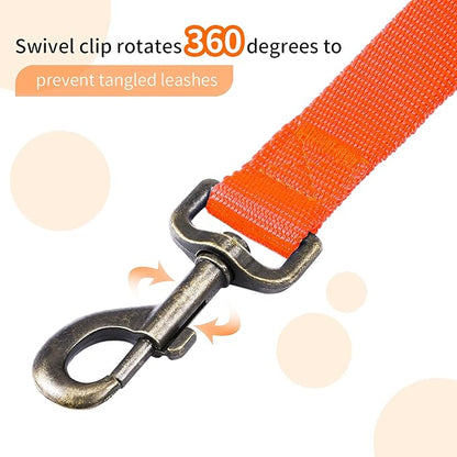 HIKISS Long Dog Leash Obedience Recall Training Agility Lead with Thickening Material for Large Dog - 15ft 20ft 30ft 50ft 100ft Training Leash(Orange 20ft)