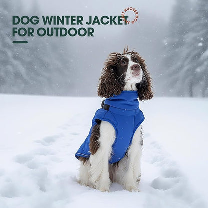 Kuoser Dog Jacket, Warm Dog Coat with Harness Built in for Small Dogs, Puppy Winter Jacket Pet Clothes for Cold Weather, Windproof Doggie Winter Vest for Chihuahua Yorkie, Blue XS