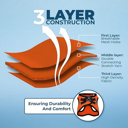 Voyager Step-in Air All Weather Mesh Harness and Reflective Dog 5 ft Leash Combo with Neoprene Handle, for Small, Medium and Large Breed Puppies by Best Pet Supplies - Orange/Black Trim, XX-Small