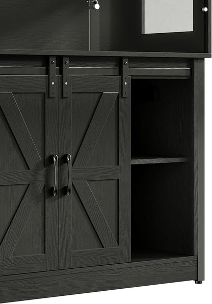Herture 40 Gallon Reptile Terrarium with Stand, Reptile Tank with Barn Door and Storage, Vivarium with Acrylic Doors, Ventilated Mesh Top & Power Outlet, for Geckos, Lizards, Snakes Black PX06RTB