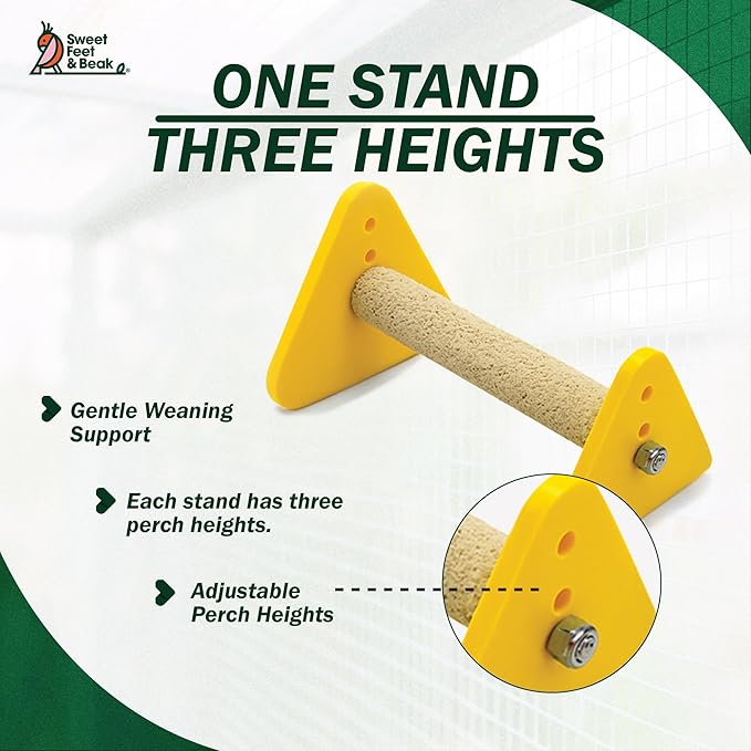 Sweet Feet and Beak Portable Bird Perch Stand for Small Birds to Keep Nails and Beaks in Top Condition - Safe, Non-Toxic, Easy to Install Cage Accessories