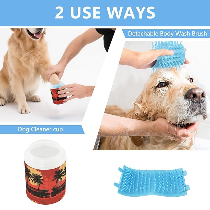 Dog Paw Cleaner Cups for Dogs Pets Foot Washer Paw Scrubber for Medium Small Cats Dogs Cleaning Cup Pop Art Palm