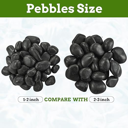 1-2 Inch Black Pebbles for Plants, 10 lbs River Rocks Decorative Black Stones, Ideal for Fish Tank, Vases, Crafting, Home Decor and Garden Landscaping Rocks
