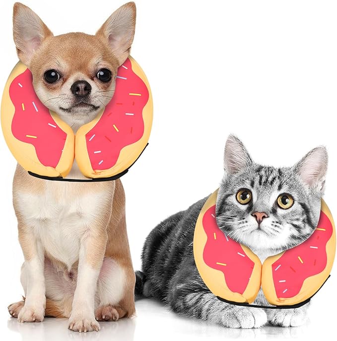 MIDOG Inflatable Dog Cone Alternative for After Surgery - Soft Protective Donut Collar Prevents Licking & Allows Eating, Comfortable Recovery E-Collar Alternative for Small Medium Large Dogs (Red,XS)